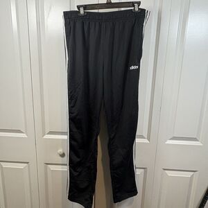 Adidas Pants Mens XL Black White Three Stripes Track Athletic Jogger Polyester